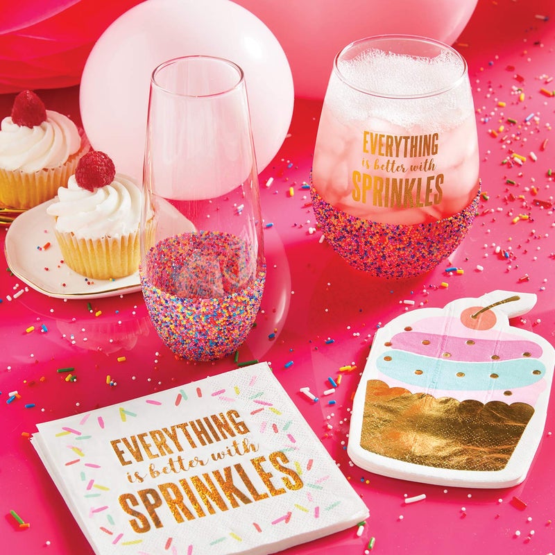 Slant Collections Slant Party Supplies - Paper Napkins Disposable Cocktail Napkin Set for Birthday, 5" x 5", Everything is Better with Sprinkles - Image 2